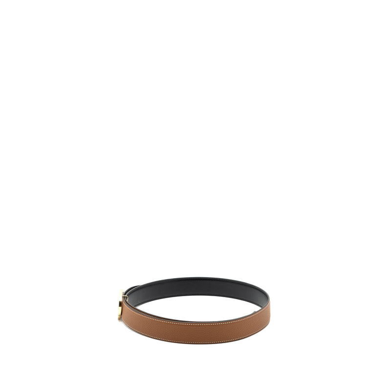 Hermes size 90 32mm double side belt with limited edition buckle gold / black GHW stamp Y