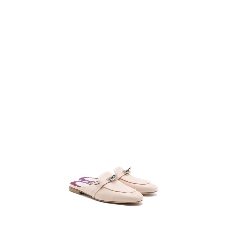 Hermes Size 37.5 Oz Mule Light Pink SHW