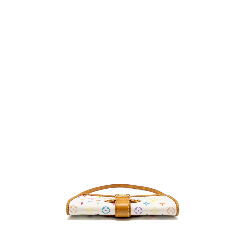 Louis Vuitton Vintage Shirley Clutch Multicolour Monogram Canvas White GHW