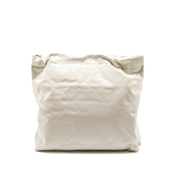 Chanel Medium 22 Bag Calfskin White GHW (Microchip)