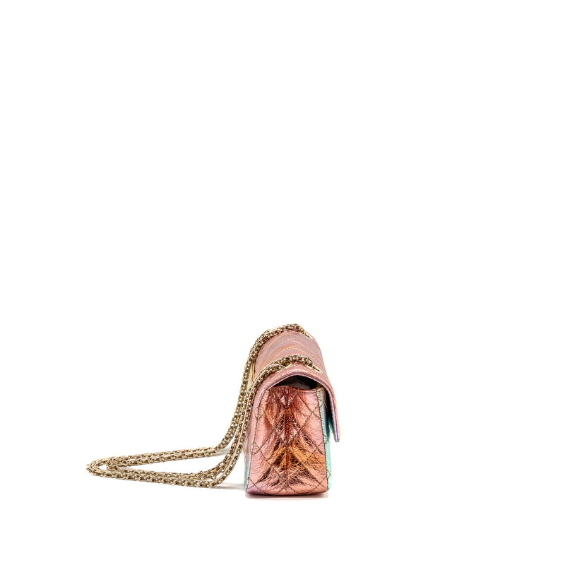 Chanel 20A mini 2.55 reissue flap bag goatskin leather rainbow multicolor ombré LGHW