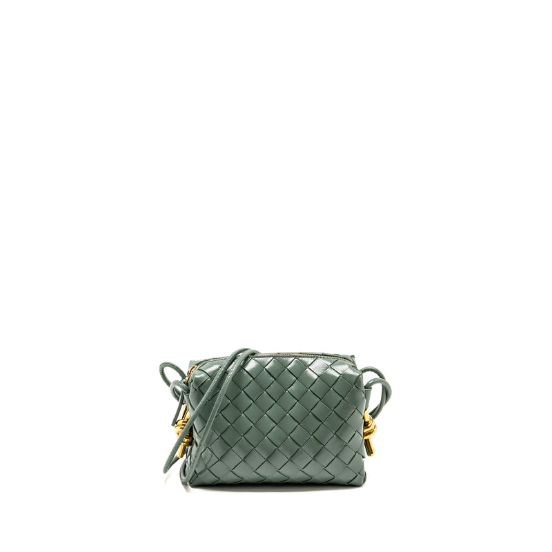 Bottega Veneta Mini Loop Bag Metal Knots Calfskin Green GHW