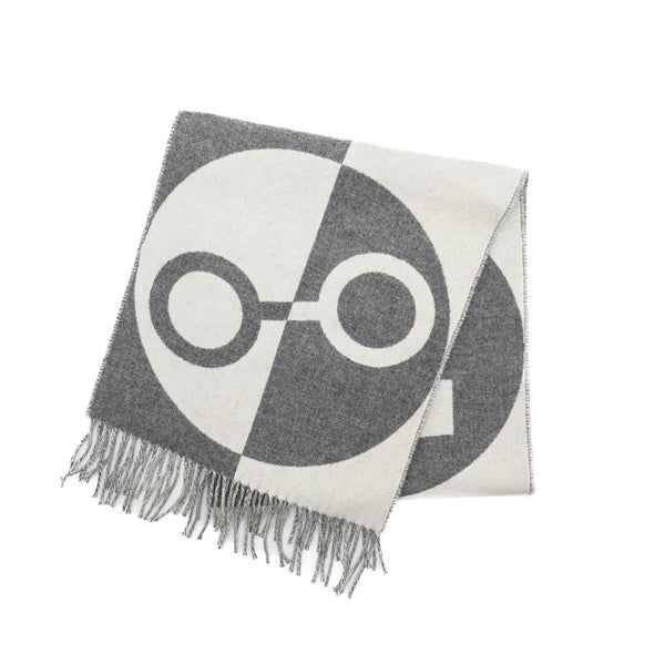 Hermes Casaque Charms Muffler Cashmere Gris Clair/Ivory