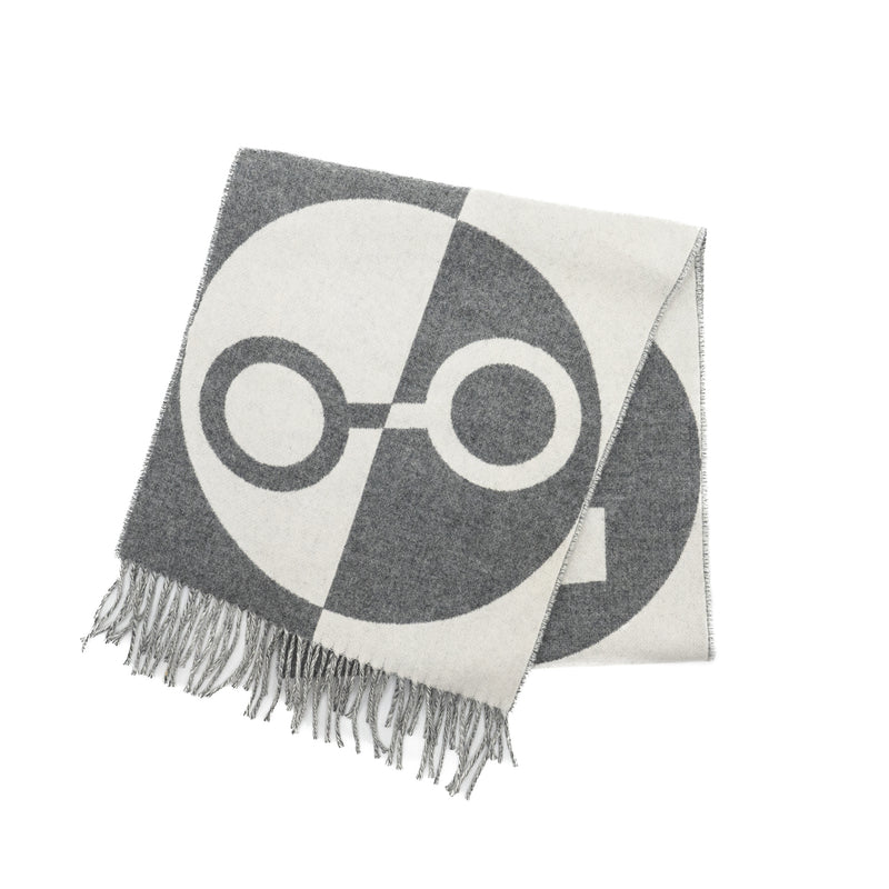 Hermes Casaque Charms Muffler Cashmere Gris Clair/Ivory