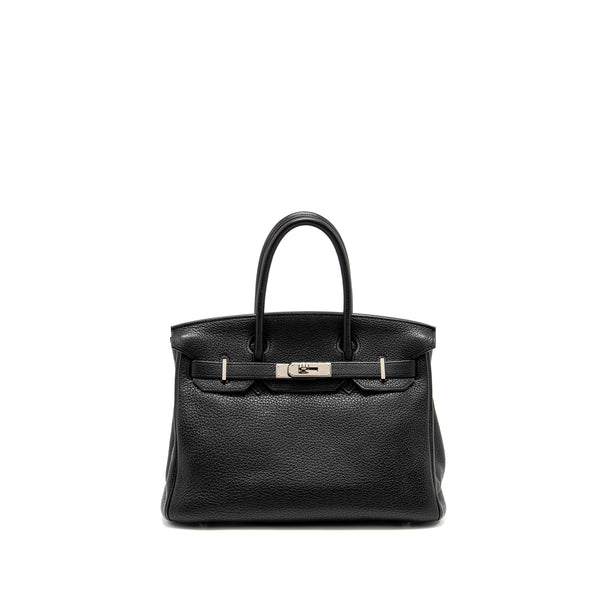 Hermes Birkin 30 Clemence Black SHW Stamp Square L