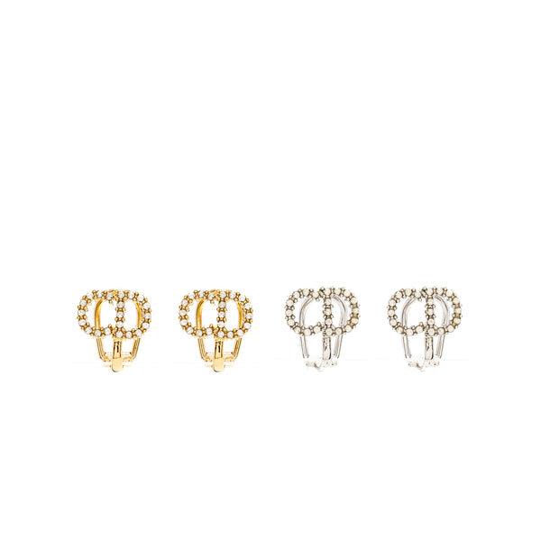 Dior Crystal CD Ear Clips Silver/Gold Tone (sell in a set)