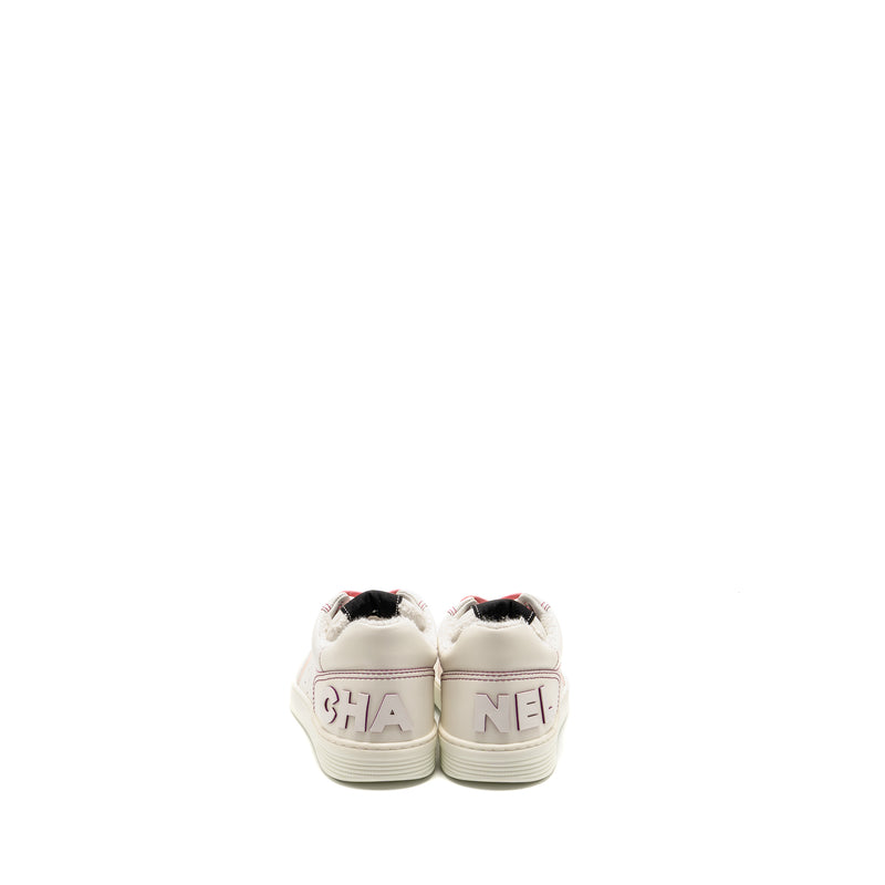 Chanel Size 38 Logo Sneakers Calfskin White/Pink