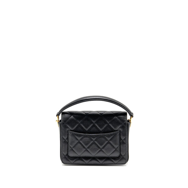 Chanel 24k Top Handle Messenger Bag with Removable Chain Caviar Black GHW(microchip)