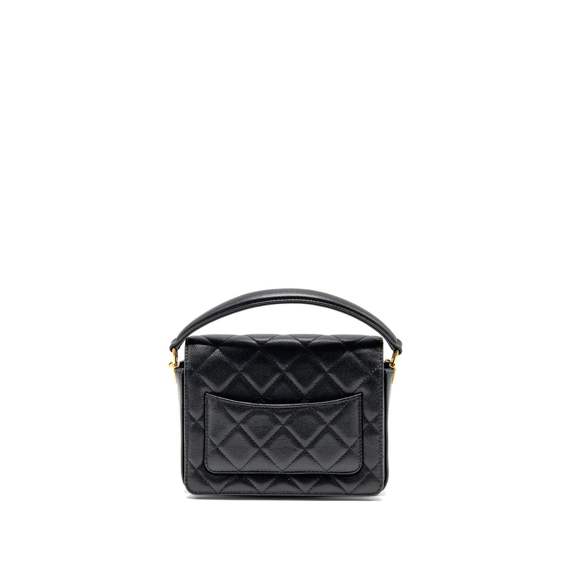 Chanel 24k Top Handle Messenger Bag with Removable Chain Caviar Black GHW(microchip)