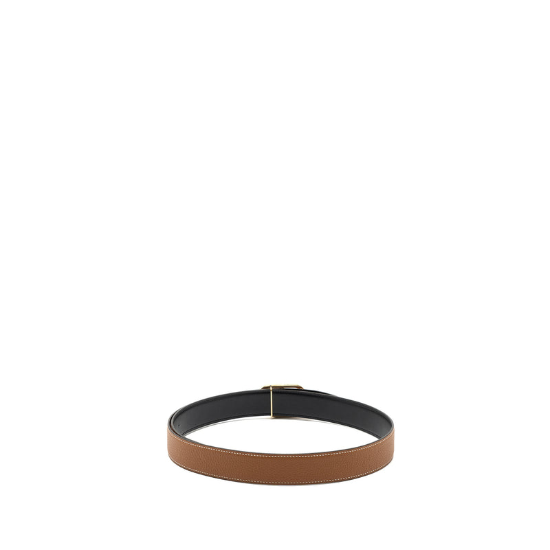 Hermes size 90 32mm double side belt with limited edition buckle gold / black GHW stamp Y