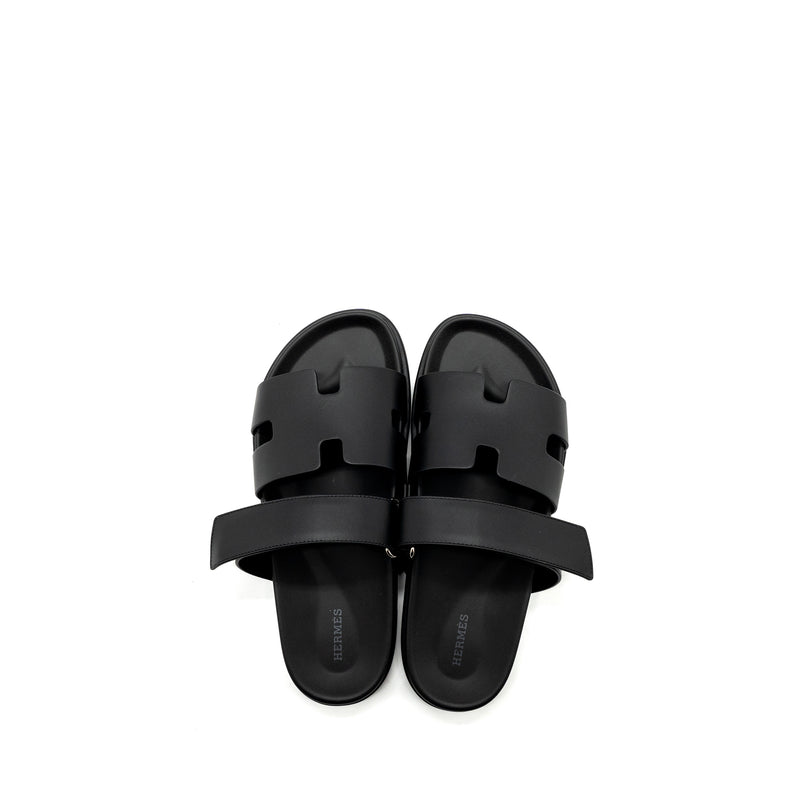 Hermes size 41 chypre sandals calfskin black