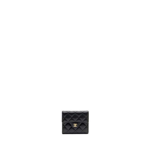 Chanel classic compact wallet caviar black GHW