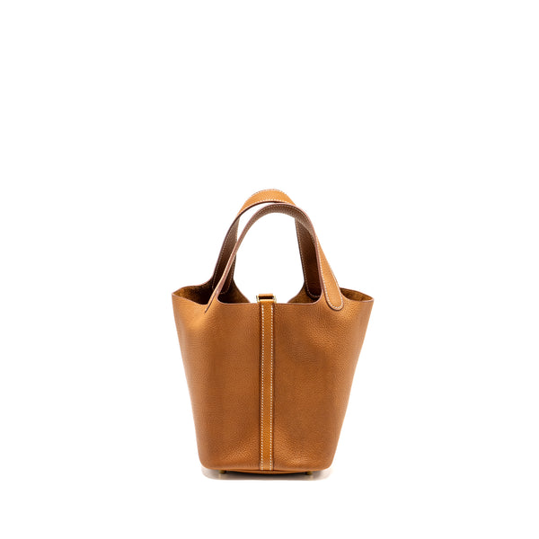 Hermes Picotin 18 Lock Bag Barenia Faubourg Fauve GHW Stamp W