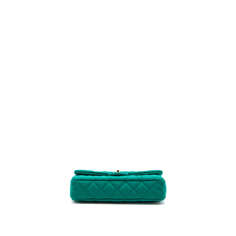 Chanel 23a Classic Flap Clutch Fabric Green LGHW(Microchip)