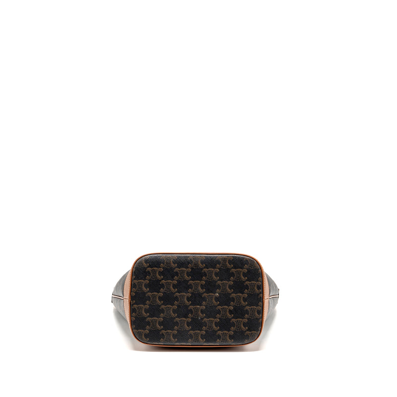 Celine small bucket bag triomphe canvas / calfskin tan GHW