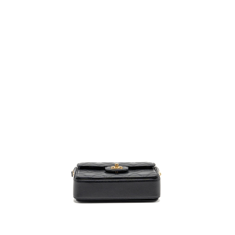 Chanel 24k Top Handle Messenger Bag with Removable Chain Caviar Black GHW(microchip)