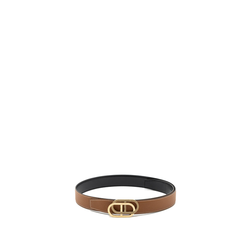 Hermes size 90 32mm double side belt with limited edition buckle gold / black GHW stamp Y