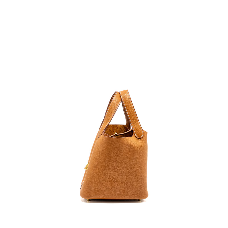 Hermes Picotin 18 Lock Bag Barenia Faubourg Fauve GHW Stamp W