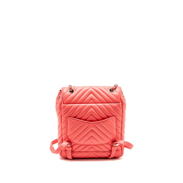 Chanel Small Urban Spirit Backpack Chevron Calfskin Pink SHW