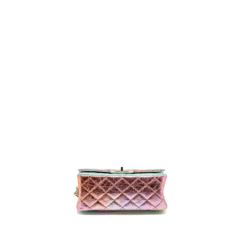 Chanel 20A mini 2.55 reissue flap bag goatskin leather rainbow multicolor ombré LGHW