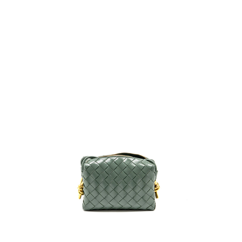 Bottega Veneta Mini Loop Bag Metal Knots Calfskin Green GHW
