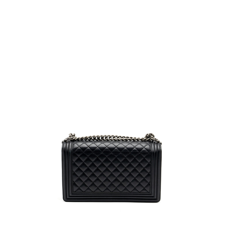 Chanel New Medium Boy Bag Smooth Calfskin Black Ruthenium Hardware