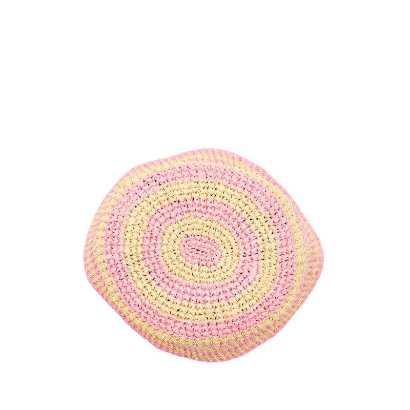 Prada Size M Bucket Hat Raffia Pink/Tan
