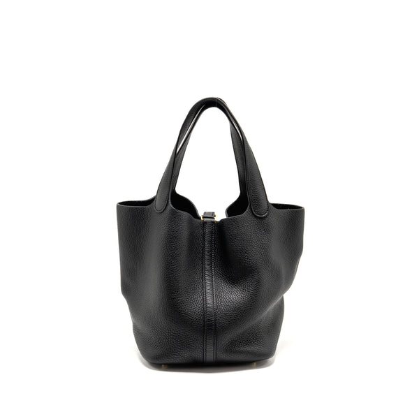Hermes Picotin 22 Clemence Black GHW Stamp Z