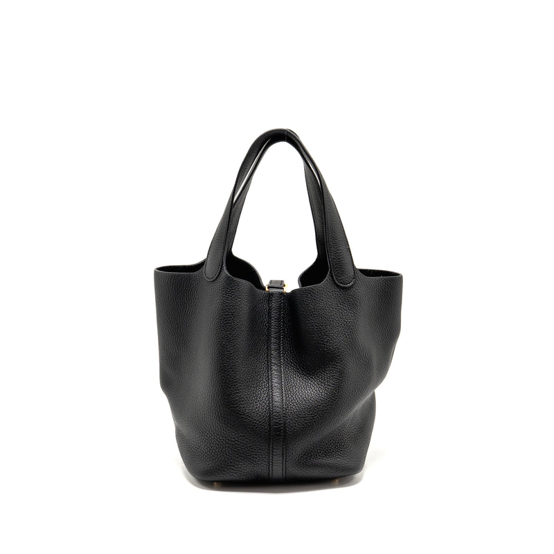 Hermes Picotin 22 Clemence Black GHW Stamp Z