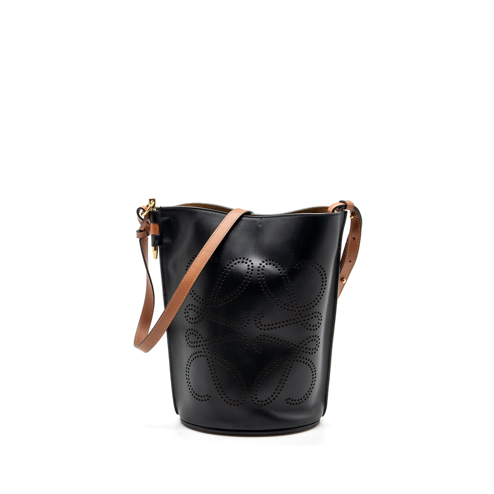 バッグ LOEWE Gate Bucket Bag Loewe gate bucket bag calfskin black / tan GHW