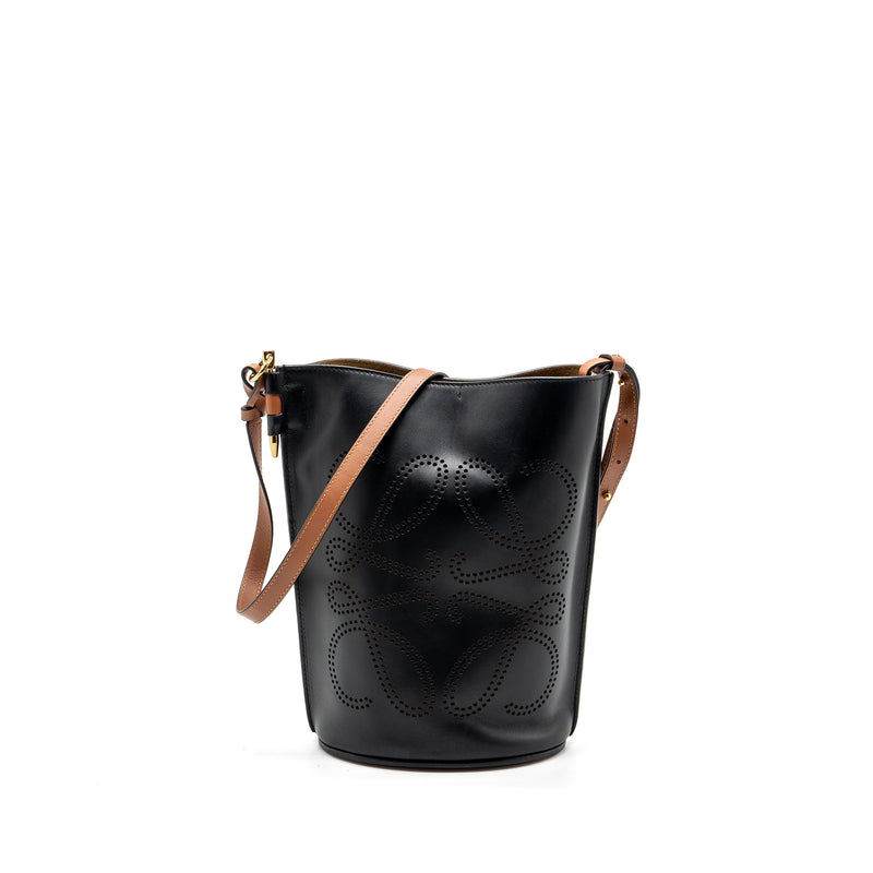 Loewe gate bucket bag calfskin black / tan GHW