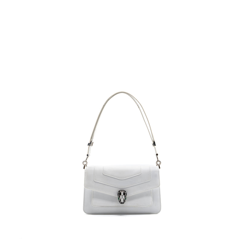 Bvlgari Serpenti Forever East-west Shoulder Bag Calfskin White SHW