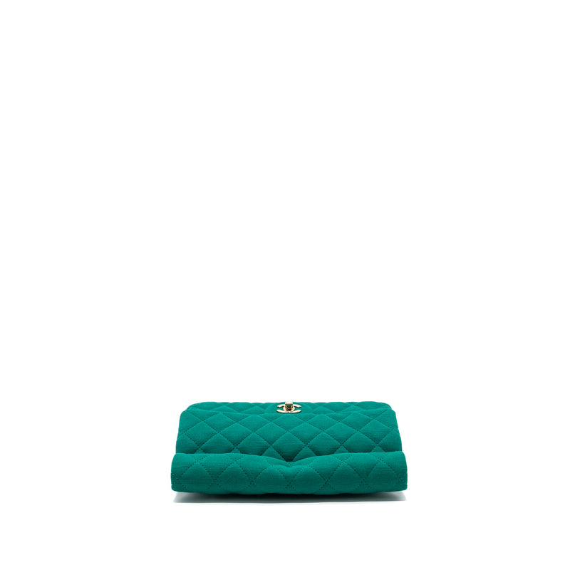 Chanel 23a Classic Flap Clutch Fabric Green LGHW(Microchip)