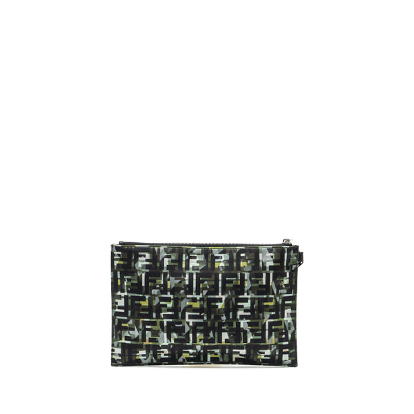 Fendi FF Camouflage Clutch Nylon/Leather Multicolour SHW