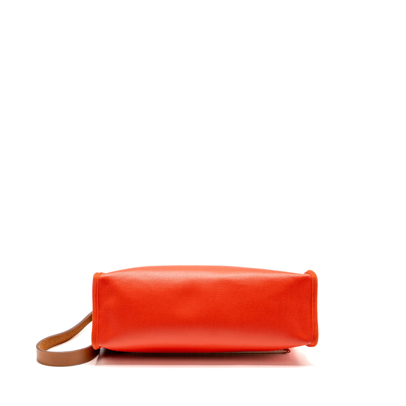 Hermes Herbag 31 Zip Bag Toile H Berline Canvas / Hunter Capucine-Ecru-Beige / Fauve SHW Stamp B