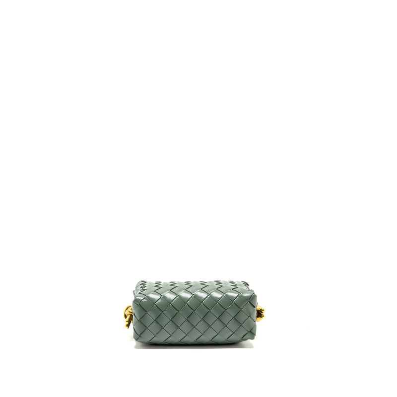 Bottega Veneta Mini Loop Bag Metal Knots Calfskin Green GHW