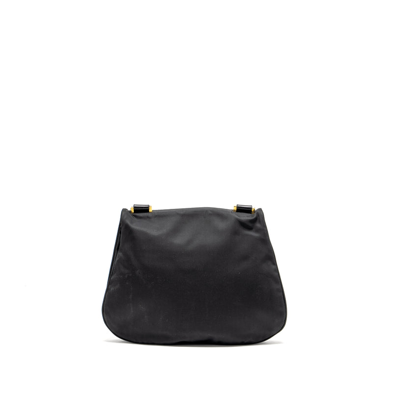 Fendi Vintage FF Flap Shoulder Bag Nylon Black GHW