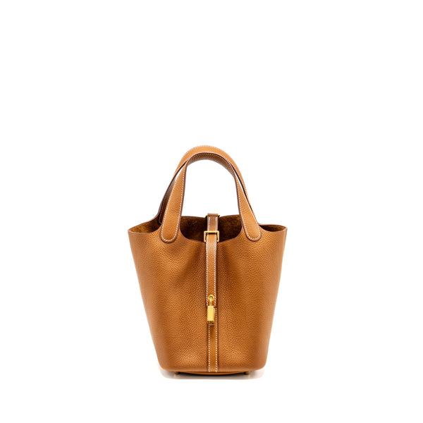 Hermes Picotin 18 Lock Bag Barenia Faubourg Fauve GHW Stamp W