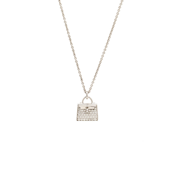 Hermes Amulette Kelly Pendant White Gold Diamonds