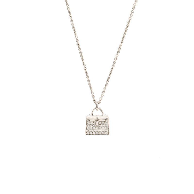 Hermes Amulette Kelly Pendant White Gold Diamonds