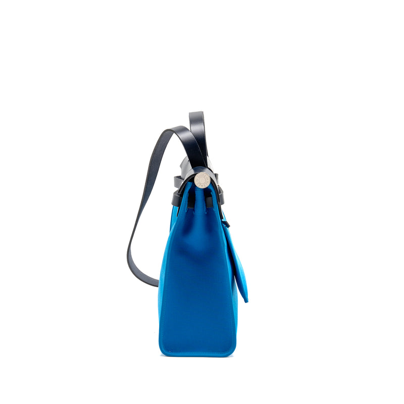 Hermes Herbag 31 Zip Bag Canvas/Hunter Blue SHW Stamp A