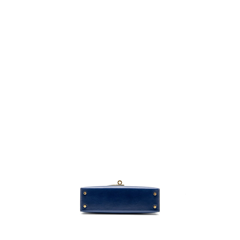 hermes mini kelly II box calfskin blue Saphir GHW stamp U