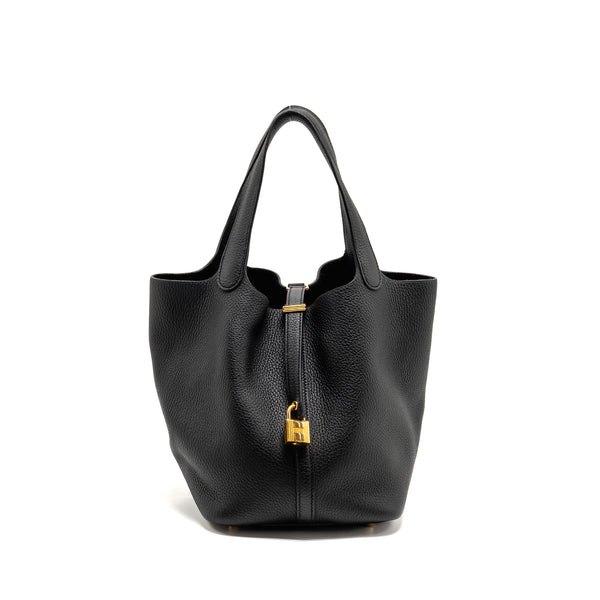 Hermes Picotin 22 Clemence Black GHW Stamp Z