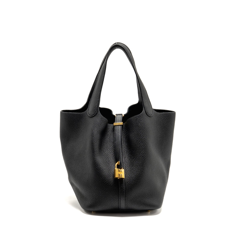 Hermes Picotin 22 Clemence Black GHW Stamp Z