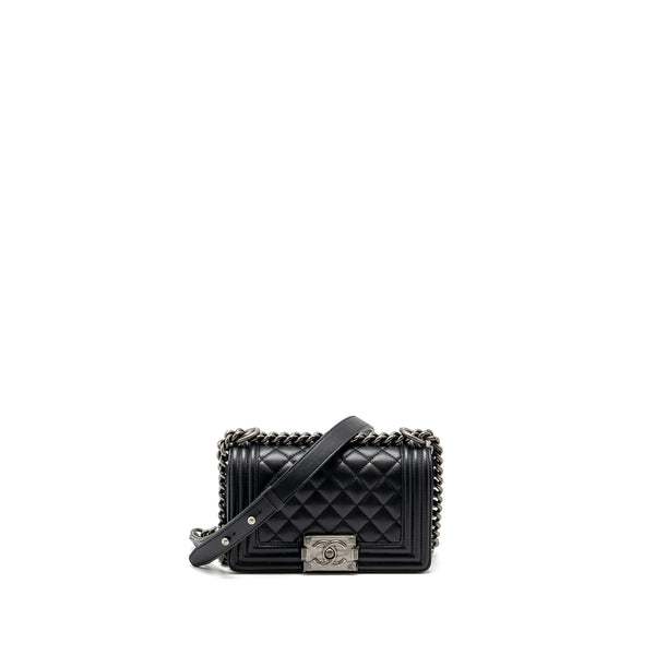Chanel Small Boy Bag Caviar black Ruthenium Hardware (microchip)