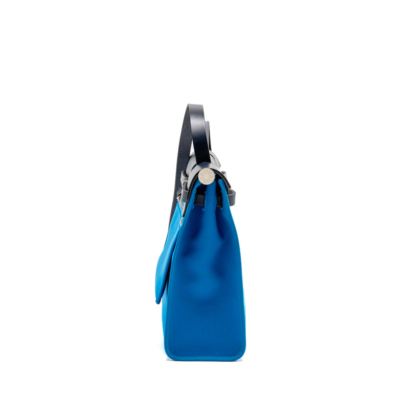 Hermes Herbag 31 Zip Bag Canvas/Hunter Blue SHW Stamp A