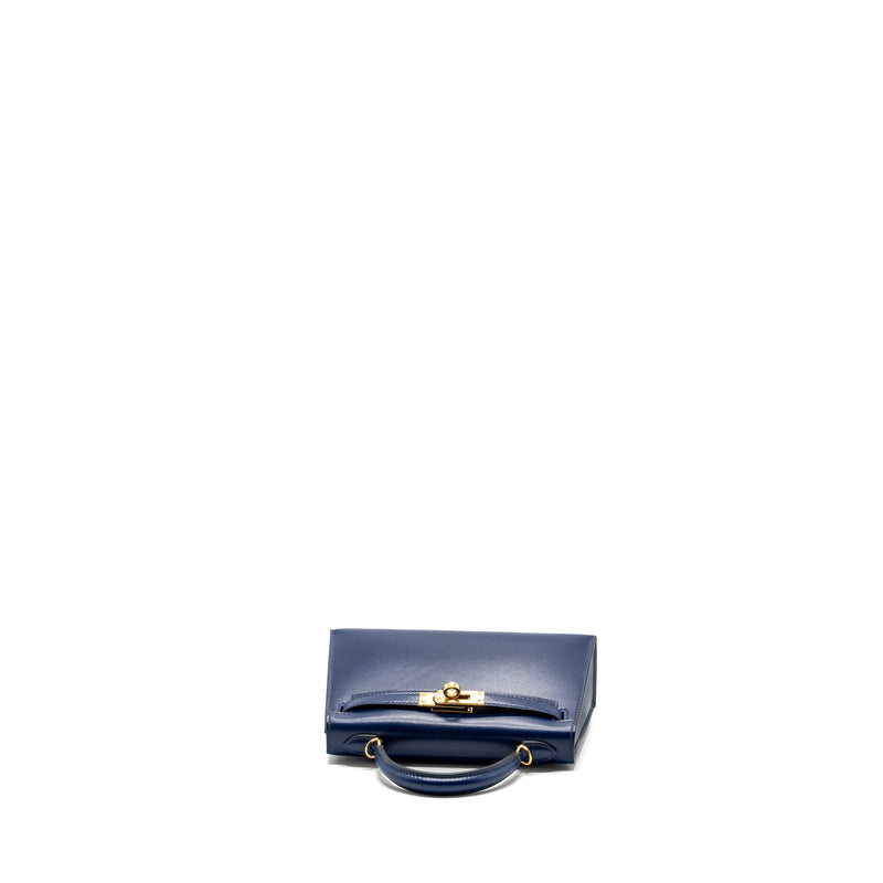 hermes mini kelly II box calfskin blue Saphir GHW stamp U