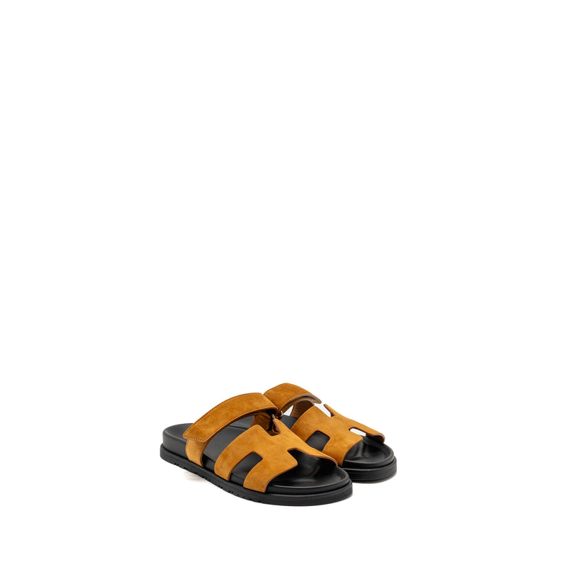 Hermes Size 39 Chypre Sandal Suede Goatskin Gold