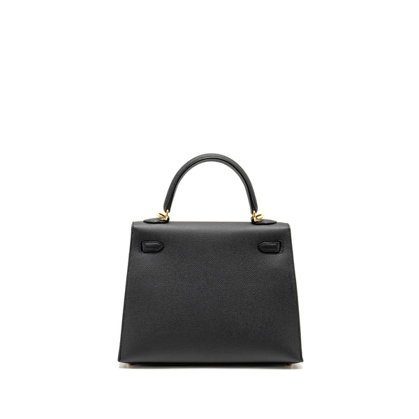 Hermes Kelly 25 Epsom Black GHW Stamp Z