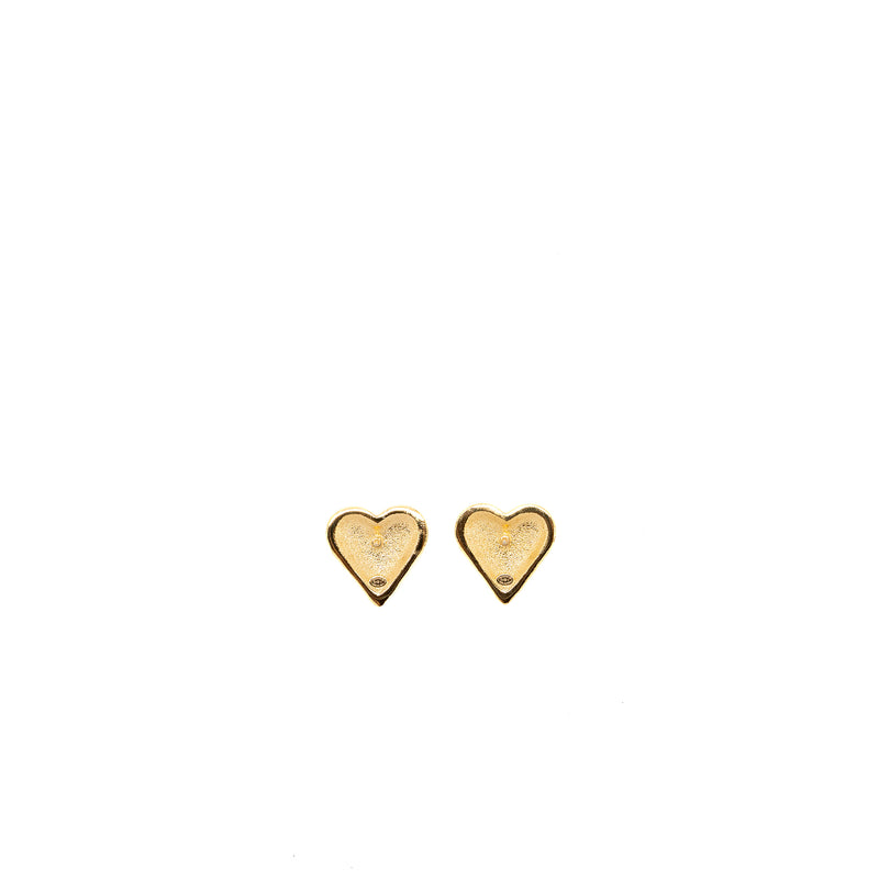 Chanel heart and CC logo earrings black / gold tone